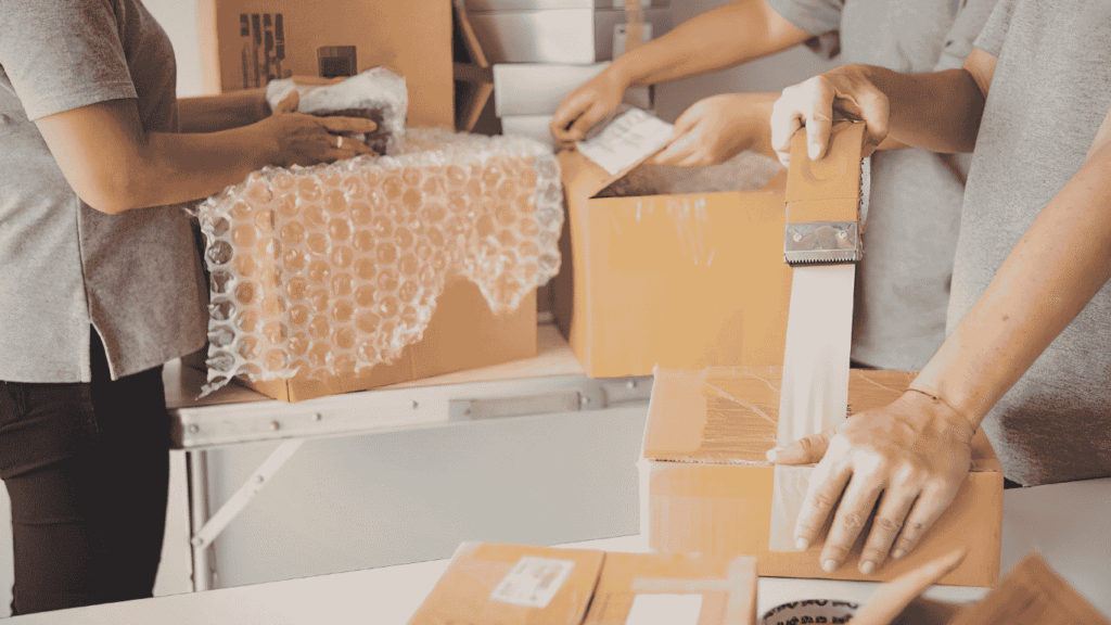 packing boxes and wraps